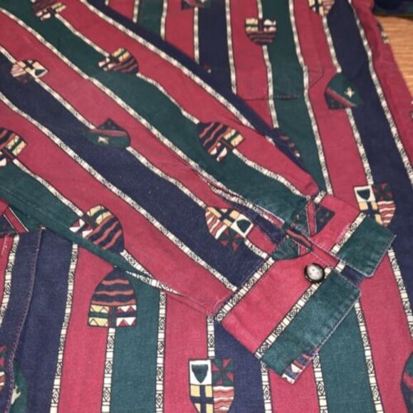 Red Rover Men’s Button Down Long Sleeve Shirt Red Green Size Small - Picture 2 of 9